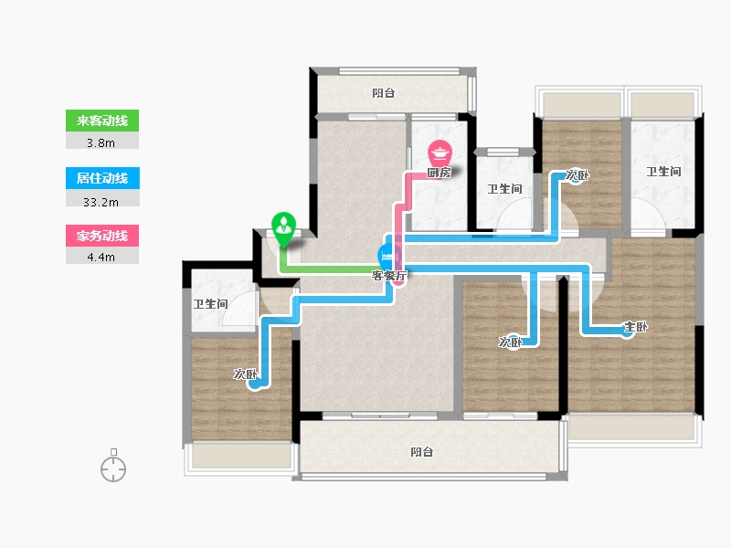 江苏省-苏州市-建发·御璟湾-136.00-户型库-动静线