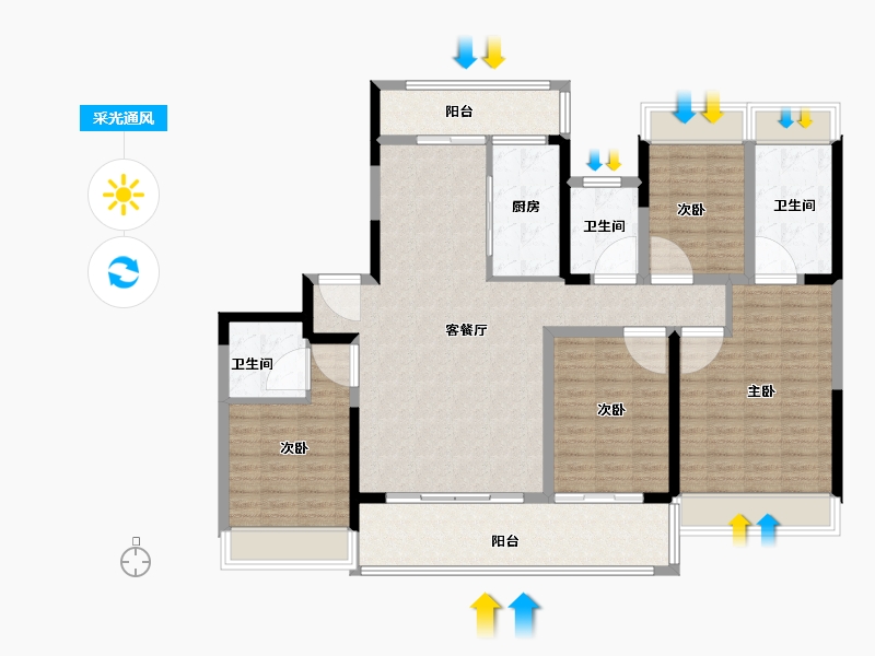 江苏省-苏州市-建发·御璟湾-136.00-户型库-采光通风