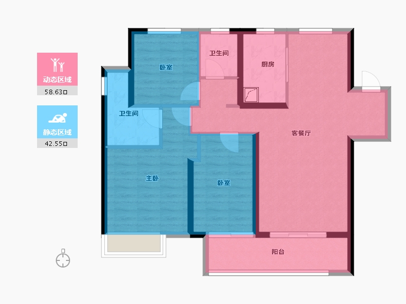 河南省-郑州市-滨河春晓​-90.25-户型库-动静分区