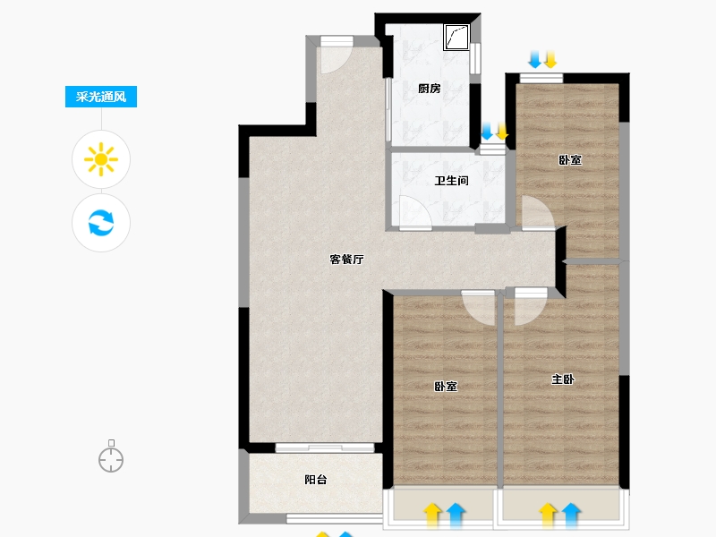 河南省-郑州市-绿城·明月滨河-82.43-户型库-采光通风