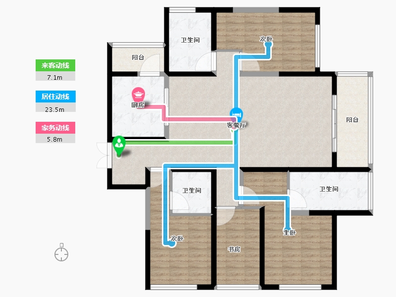 江苏省-苏州市-览月阁-140.11-户型库-动静线