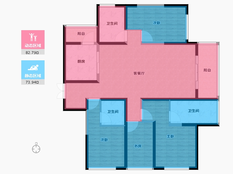 江苏省-苏州市-览月阁-140.11-户型库-动静分区