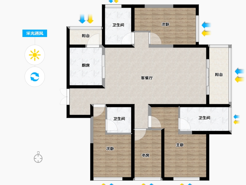 江苏省-苏州市-览月阁-140.11-户型库-采光通风