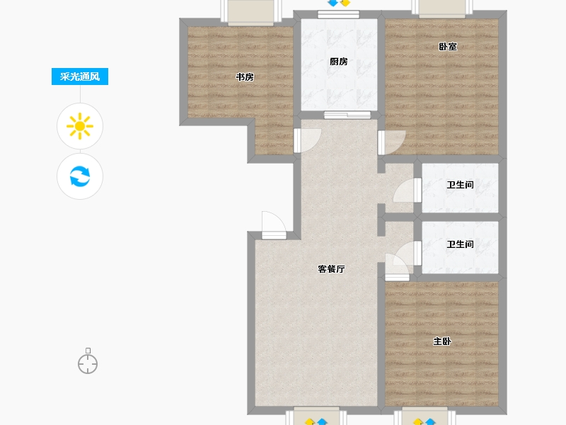 山西省-吕梁市-祥和新苑-101.00-户型库-采光通风