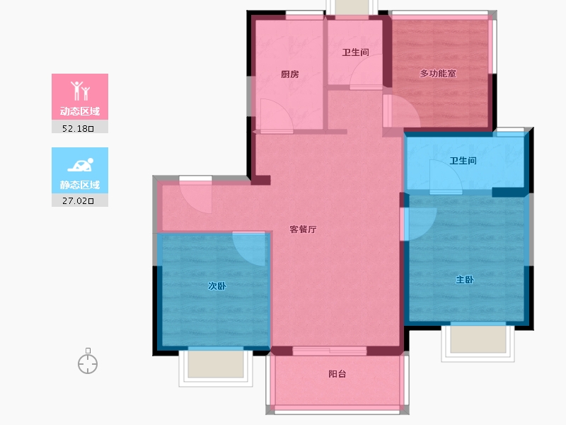 江苏省-苏州市-新天地熙照华庭-70.58-户型库-动静分区