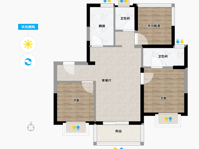 江苏省-苏州市-新天地熙照华庭-70.58-户型库-采光通风