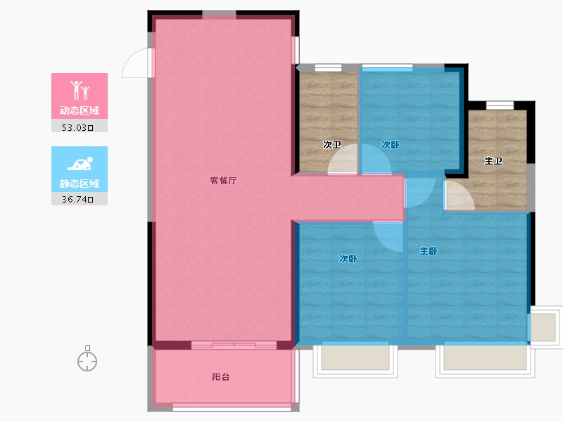 江苏省-苏州市-悦揽美景花园​-93.09-户型库-动静分区