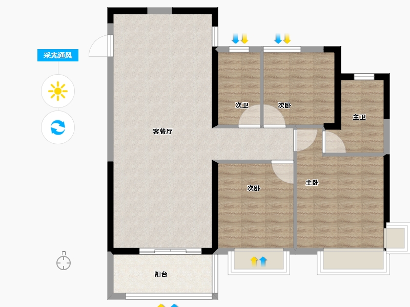 江苏省-苏州市-悦揽美景花园​-93.09-户型库-采光通风