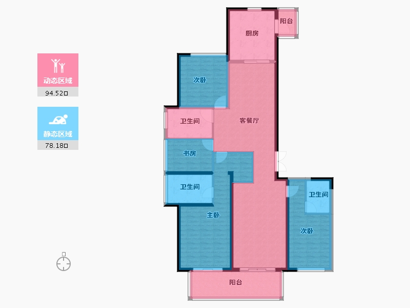 江苏省-苏州市-览月阁-156.00-户型库-动静分区