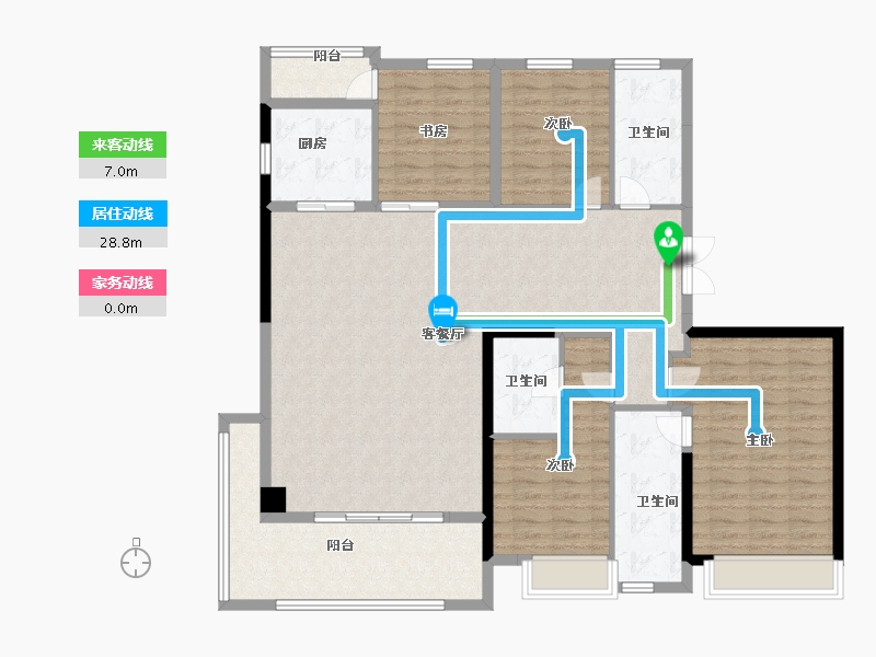 河南省-郑州市-康桥香麓湾-145.60-户型库-动静线