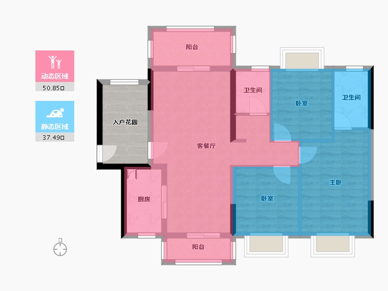 广东省-江门市-越秀滨江·华悦-87.00-户型库-动静分区