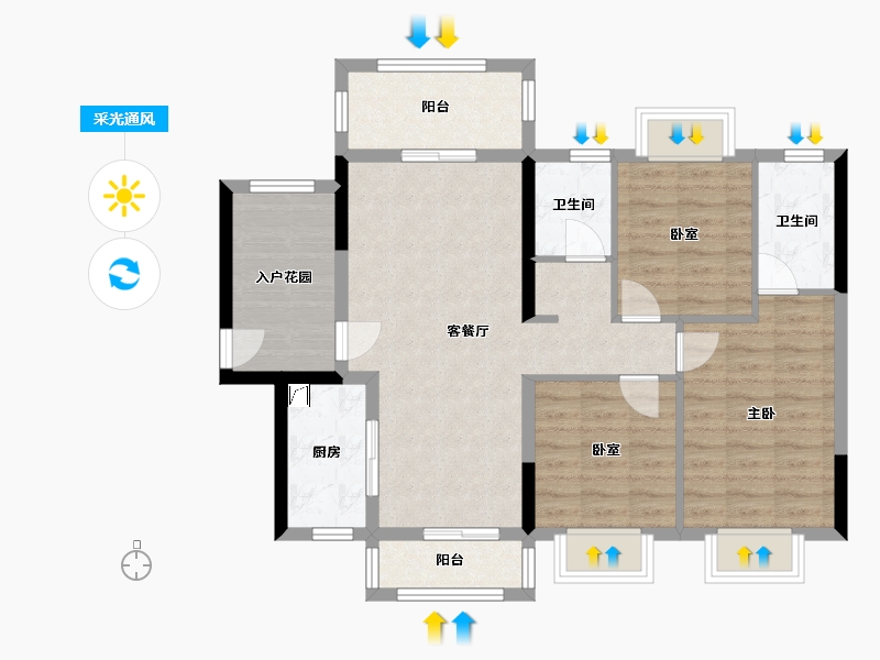 广东省-江门市-越秀滨江·华悦-87.00-户型库-采光通风