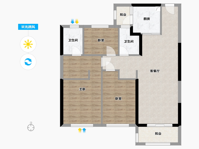 河南省-许昌市-恒大悦龙台-95.00-户型库-采光通风