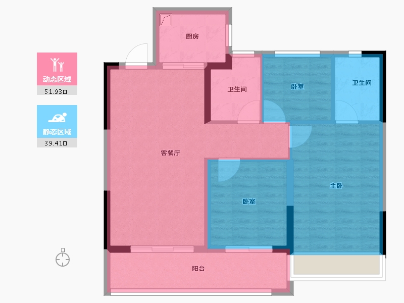 江苏省-苏州市-合景绿城·朗月滨河-82.00-户型库-动静分区