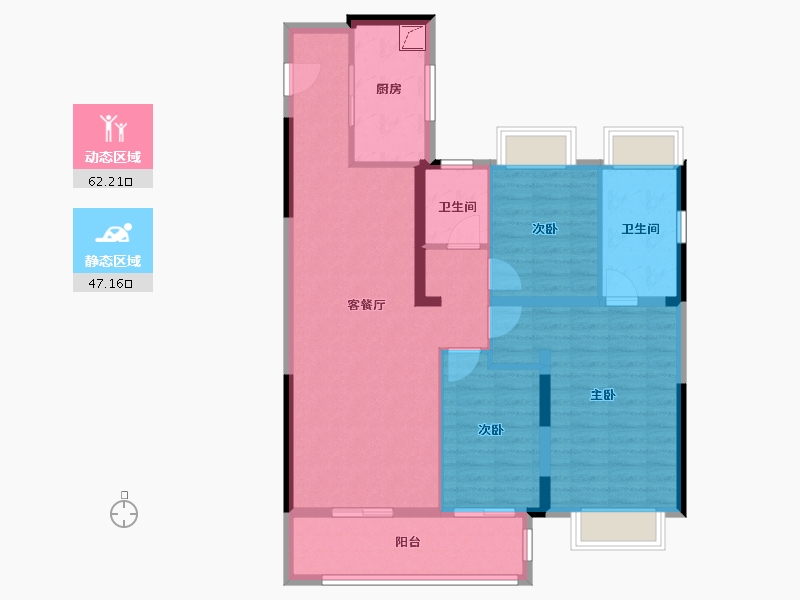 湖北省-武汉市-汉口道6号-98.00-户型库-动静分区