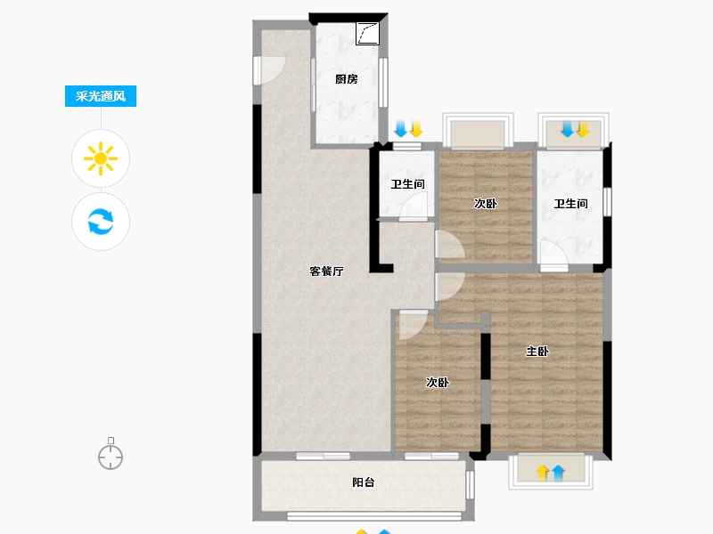 湖北省-武汉市-汉口道6号-98.00-户型库-采光通风