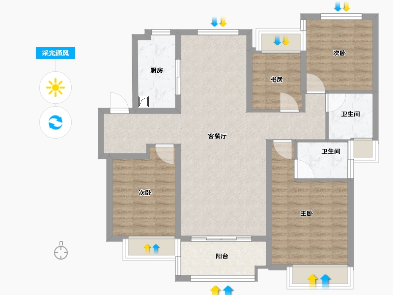 江苏省-苏州市-中海·寰湖时代-96.00-户型库-采光通风