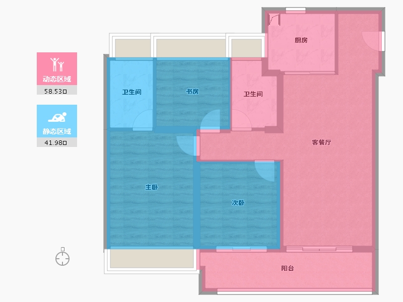 江苏省-苏州市-合景绿城·朗月滨河-90.22-户型库-动静分区