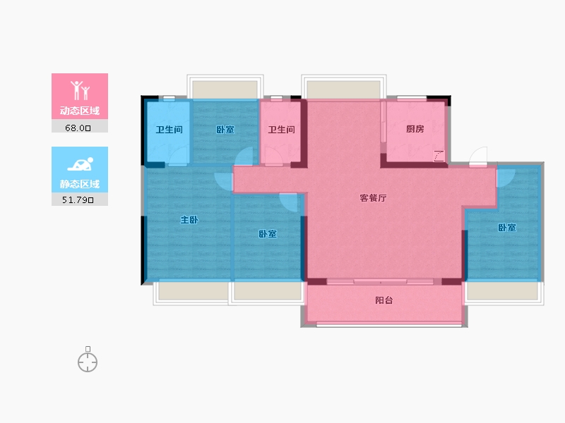 江苏省-苏州市-合景绿城·明月滨河-108.00-户型库-动静分区