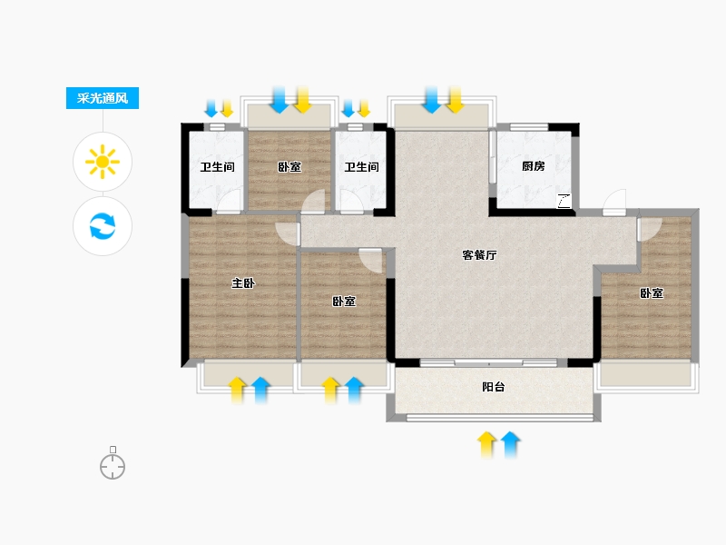 江苏省-苏州市-合景绿城·明月滨河-108.00-户型库-采光通风