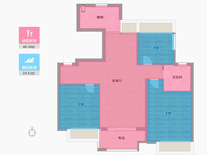 江苏省-苏州市-中海·寰湖时代​-67.99-户型库-动静分区