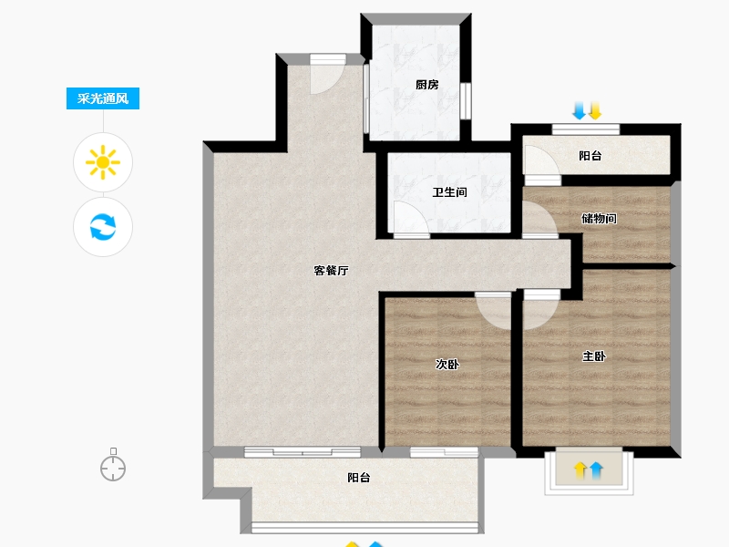 江苏省-苏州市-新城十里锦绣​-80.43-户型库-采光通风