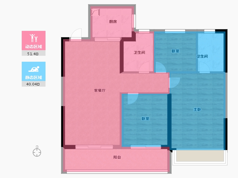 江苏省-苏州市-合景绿城·明月滨河-82.00-户型库-动静分区