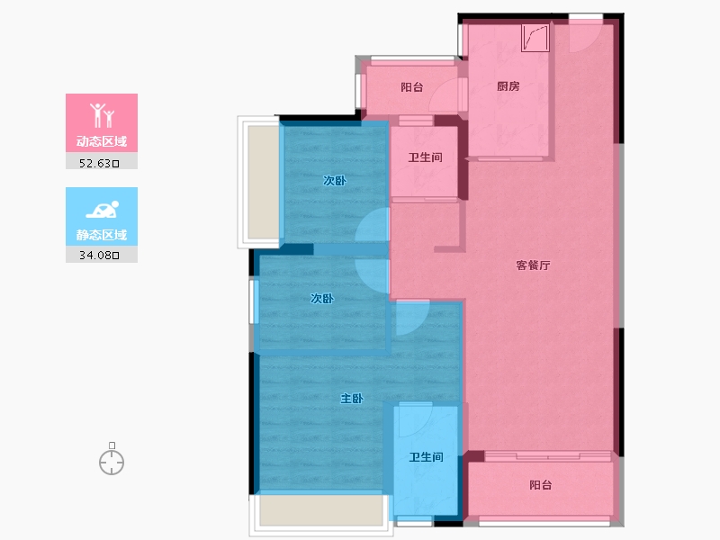 广东省-肇庆市-碧桂园龙熹山-82.00-户型库-动静分区