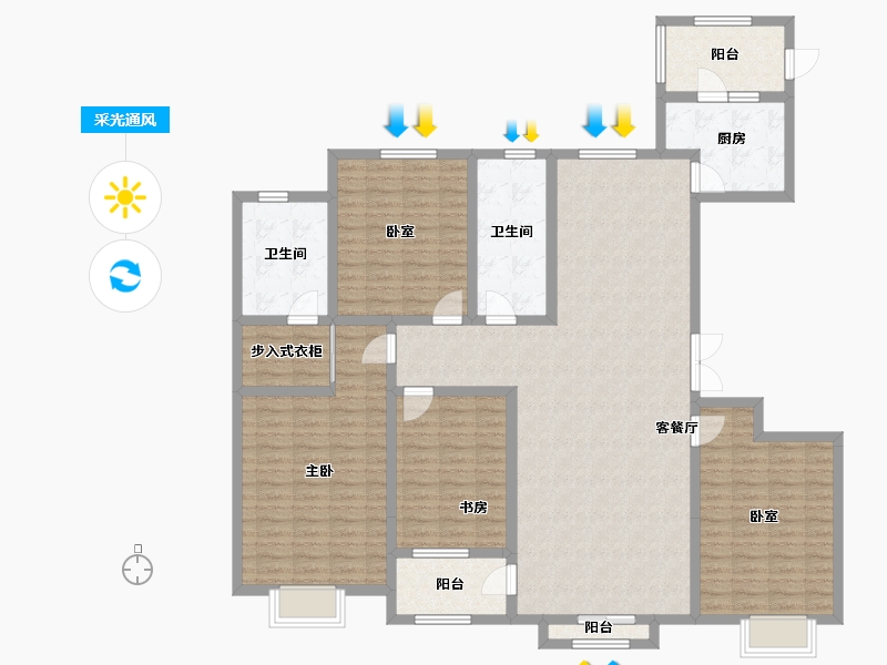 河南省-郑州市-国泰观邸-154.00-户型库-采光通风