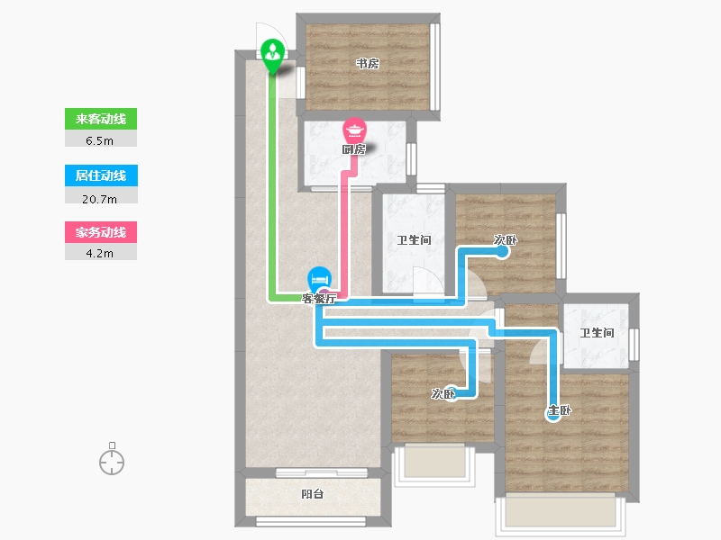 湖南省-长沙市-创和公园壹号-80.00-户型库-动静线