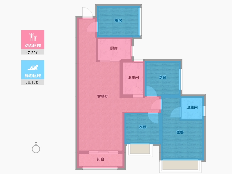 湖南省-长沙市-创和公园壹号-80.00-户型库-动静分区