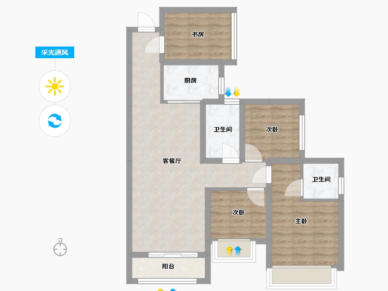 湖南省-长沙市-创和公园壹号-80.00-户型库-采光通风