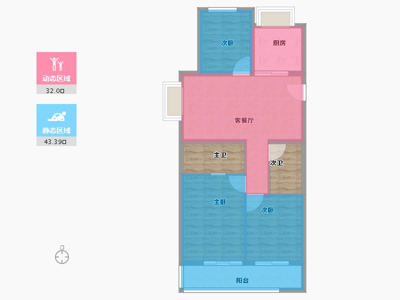 江苏省-苏州市-保利湖畔云上​-76.88-户型库-动静分区