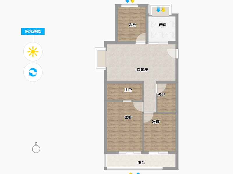 江苏省-苏州市-保利湖畔云上​-76.88-户型库-采光通风