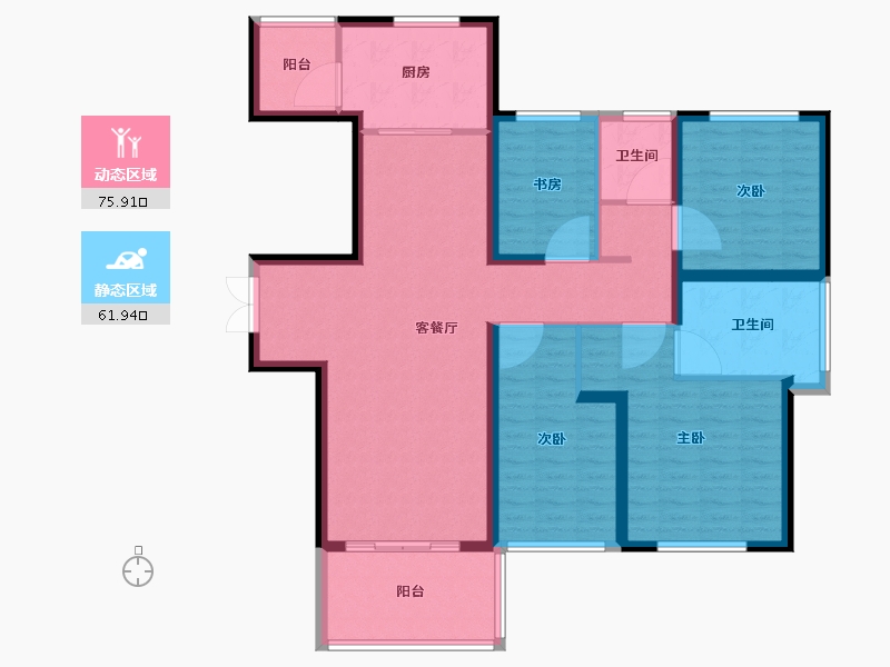 江苏省-苏州市-览月阁​-124.00-户型库-动静分区