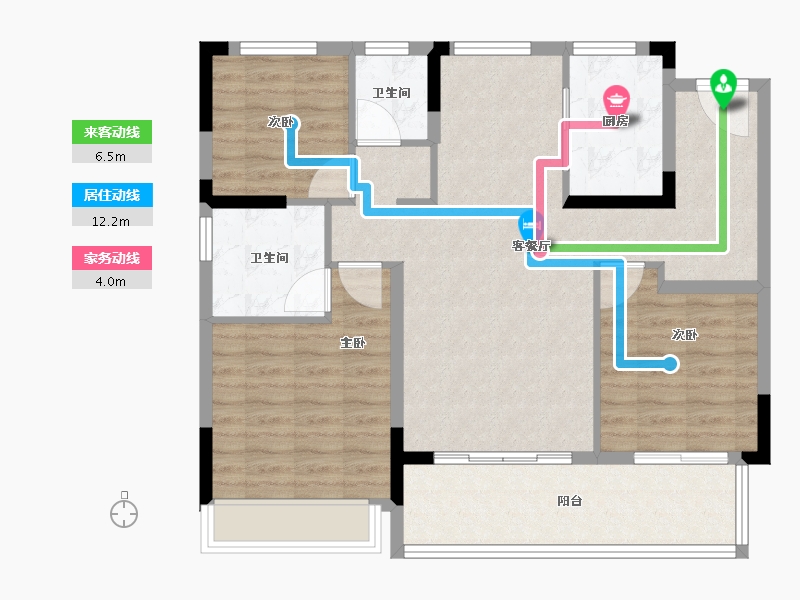 江苏省-苏州市-浅悦静庭-93.60-户型库-动静线