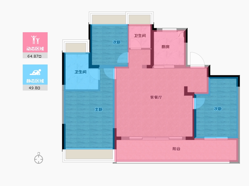 江苏省-苏州市-中国铁建·花语天境​-102.99-户型库-动静分区