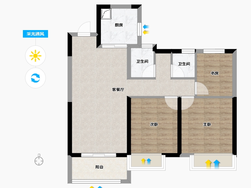 河南省-郑州市-星联·樾棠​-71.25-户型库-采光通风