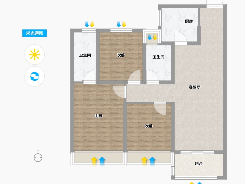 江苏省-苏州市-科技城金茂府​-93.60-户型库-采光通风