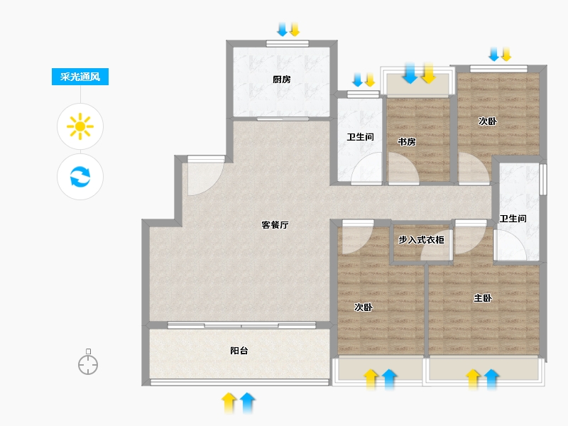 江苏省-苏州市-中海·阅狮山-120.00-户型库-采光通风