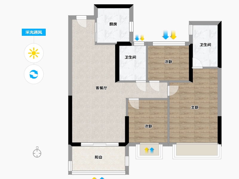 福建省-福州市-天俊尊品-73.00-户型库-采光通风