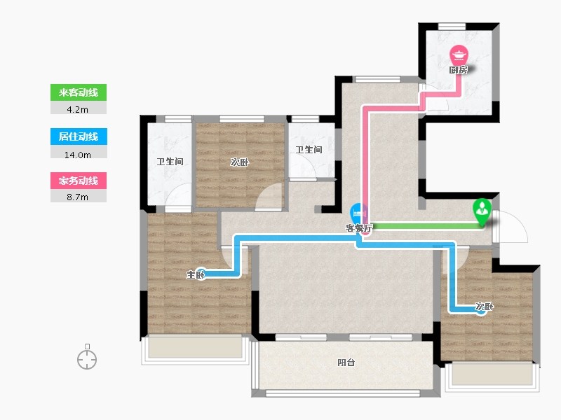 江苏省-苏州市-浅悦静庭-106.41-户型库-动静线