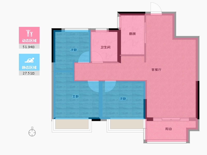 河南省-郑州市-金科·集美公馆-71.20-户型库-动静分区