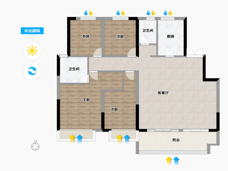 河南省-郑州市-绿地花语城-120.00-户型库-采光通风