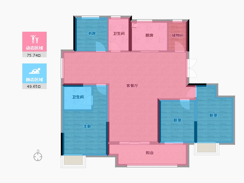 湖北省-孝感市-望度山月-129.00-户型库-动静分区