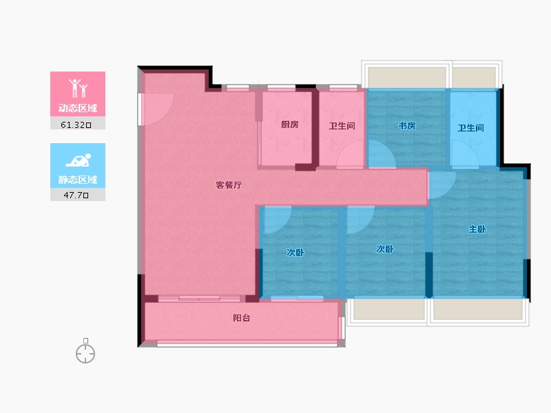 江苏省-苏州市-金地翡翠星辰花园-98.41-户型库-动静分区