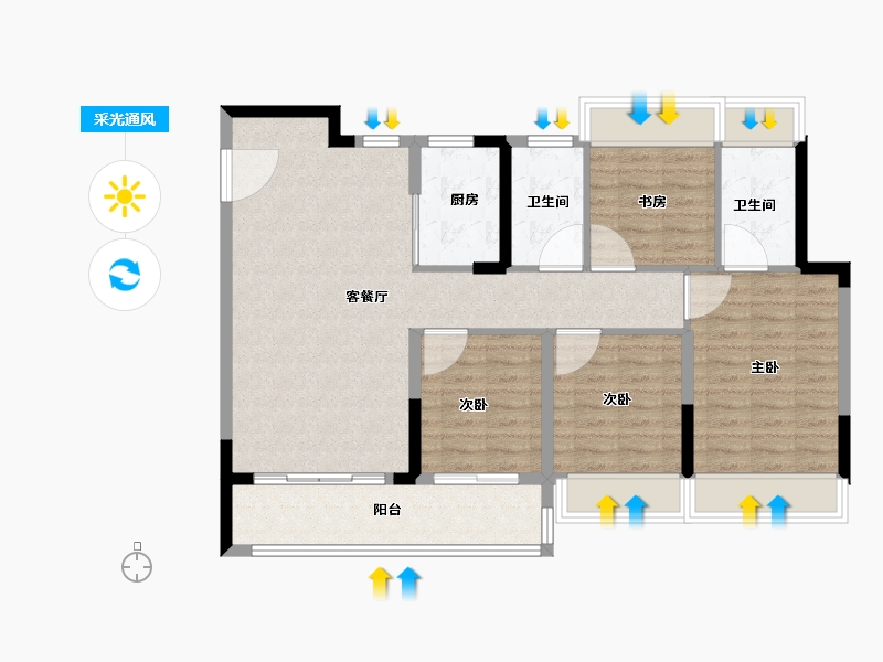 江苏省-苏州市-金地翡翠星辰花园-98.41-户型库-采光通风