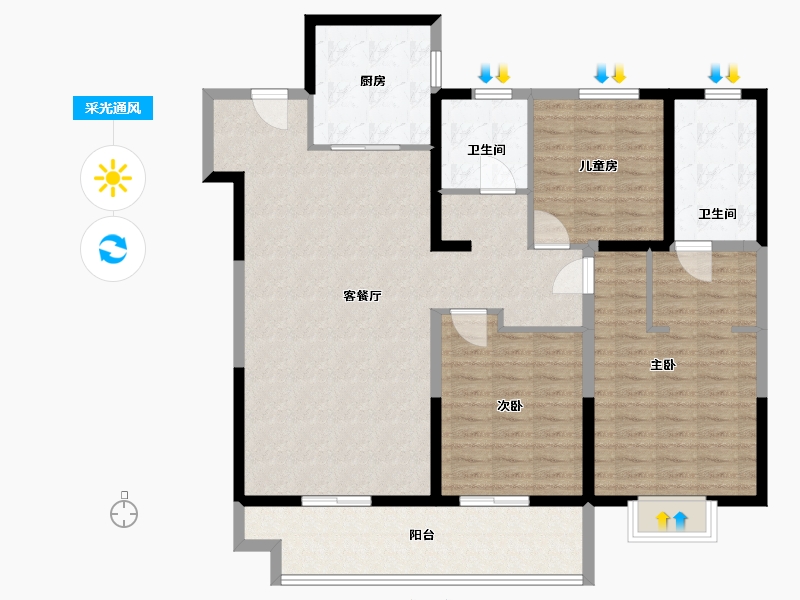 江苏省-泰州市-璟颐湾-125.00-户型库-采光通风