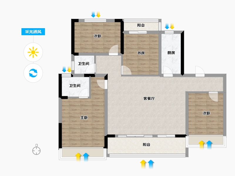 河南省-郑州市-金秋·九里庭院-112.10-户型库-采光通风