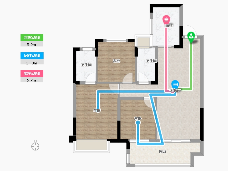 江苏省-苏州市-路劲璞玉澜岸-90.40-户型库-动静线